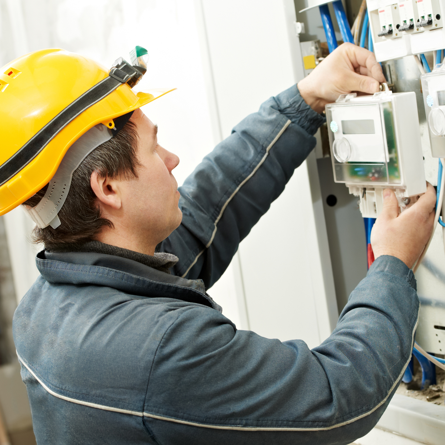 Man installing energy meter